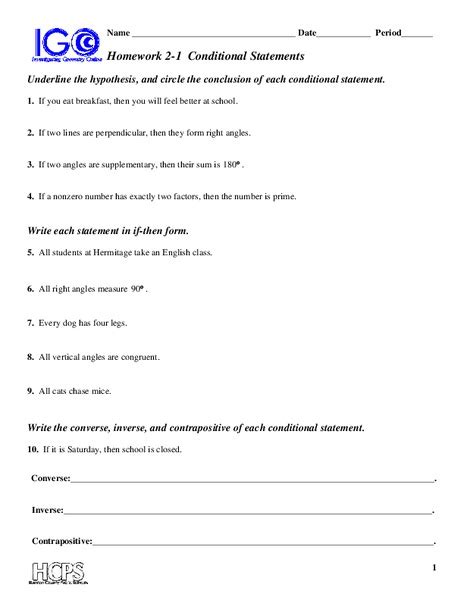conditional statements worksheet with answers secondary 1